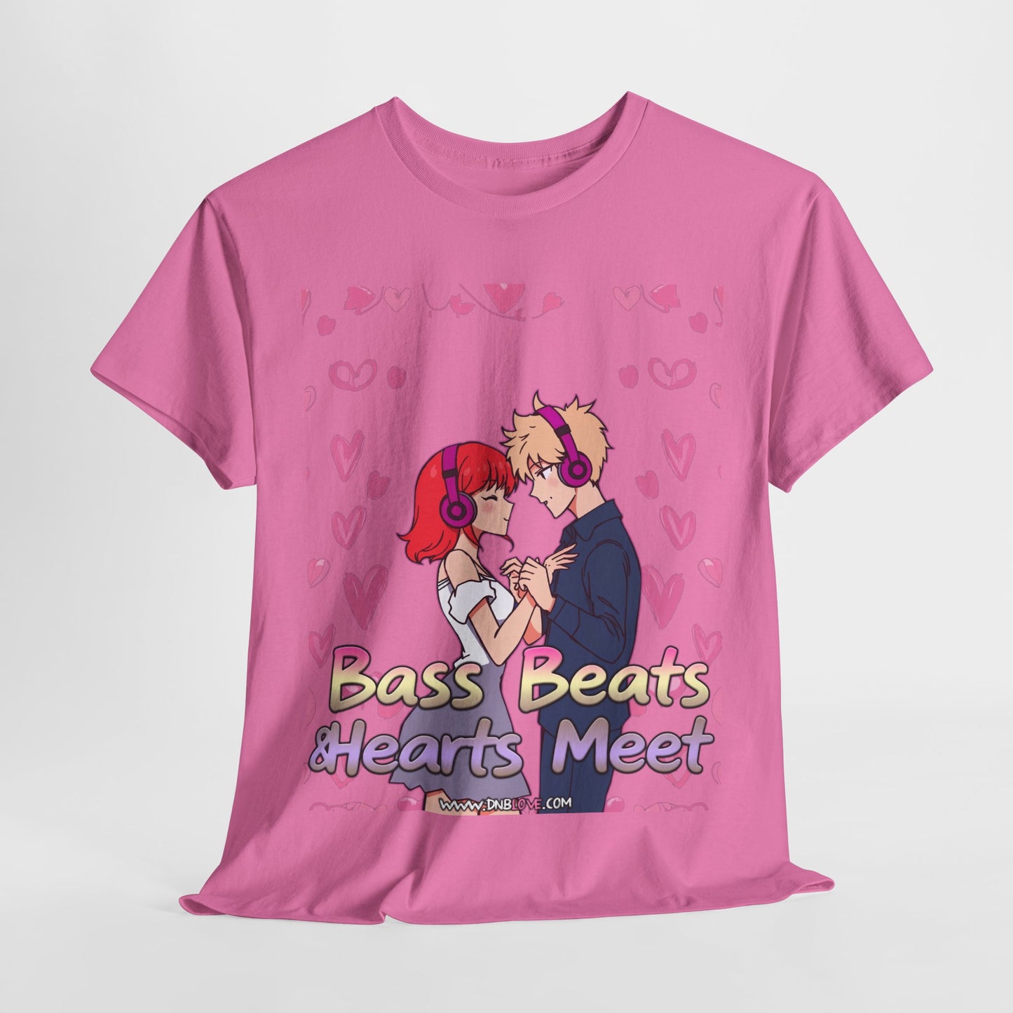 Bass Beats & Hearts Meet Anime Drum & Bass Unisex Tee #1