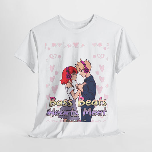 Bass Beats & Hearts Meet Anime Drum & Bass Unisex Tee #1