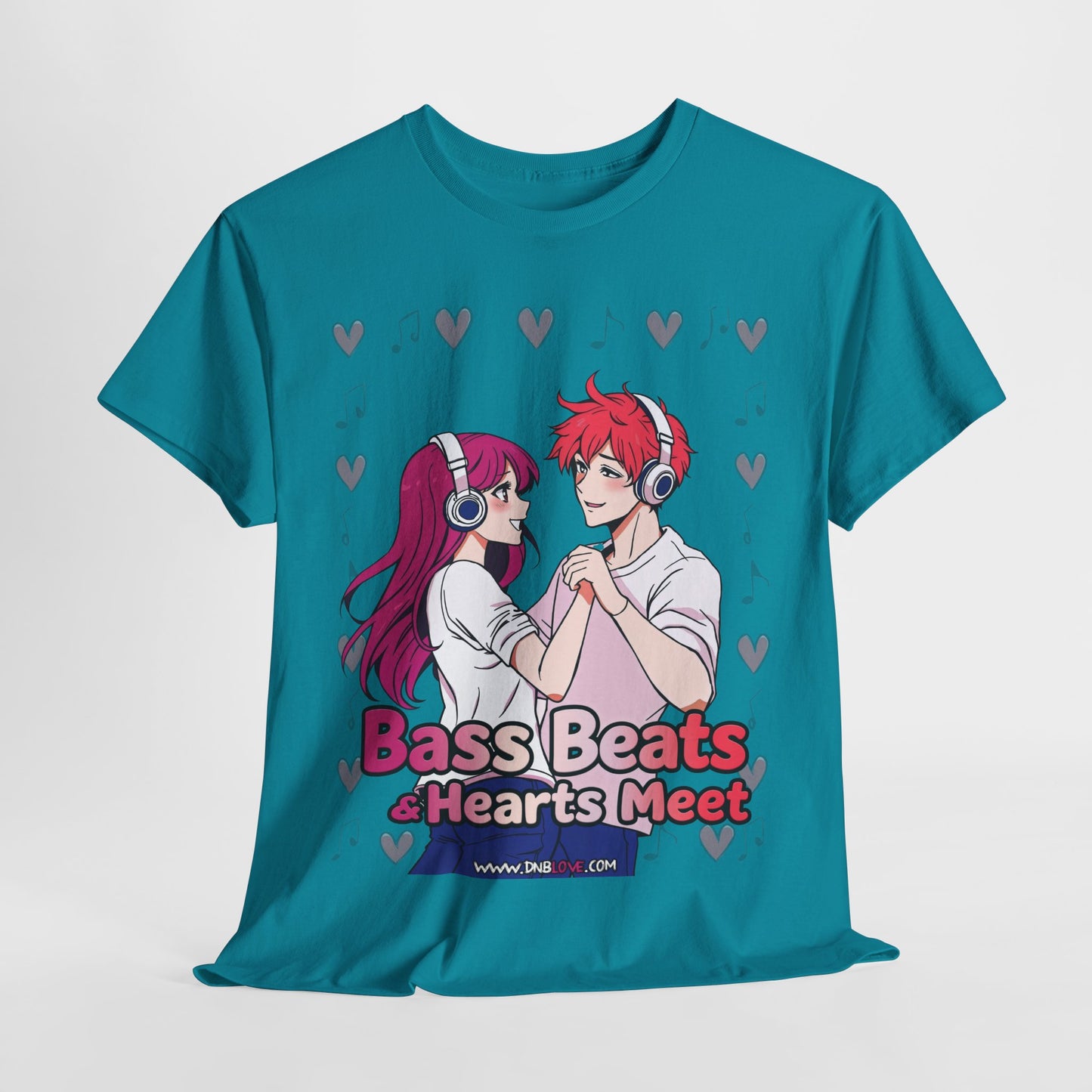 Bass Beats & Hearts Meet Anime Drum & Bass Unisex Tee #2