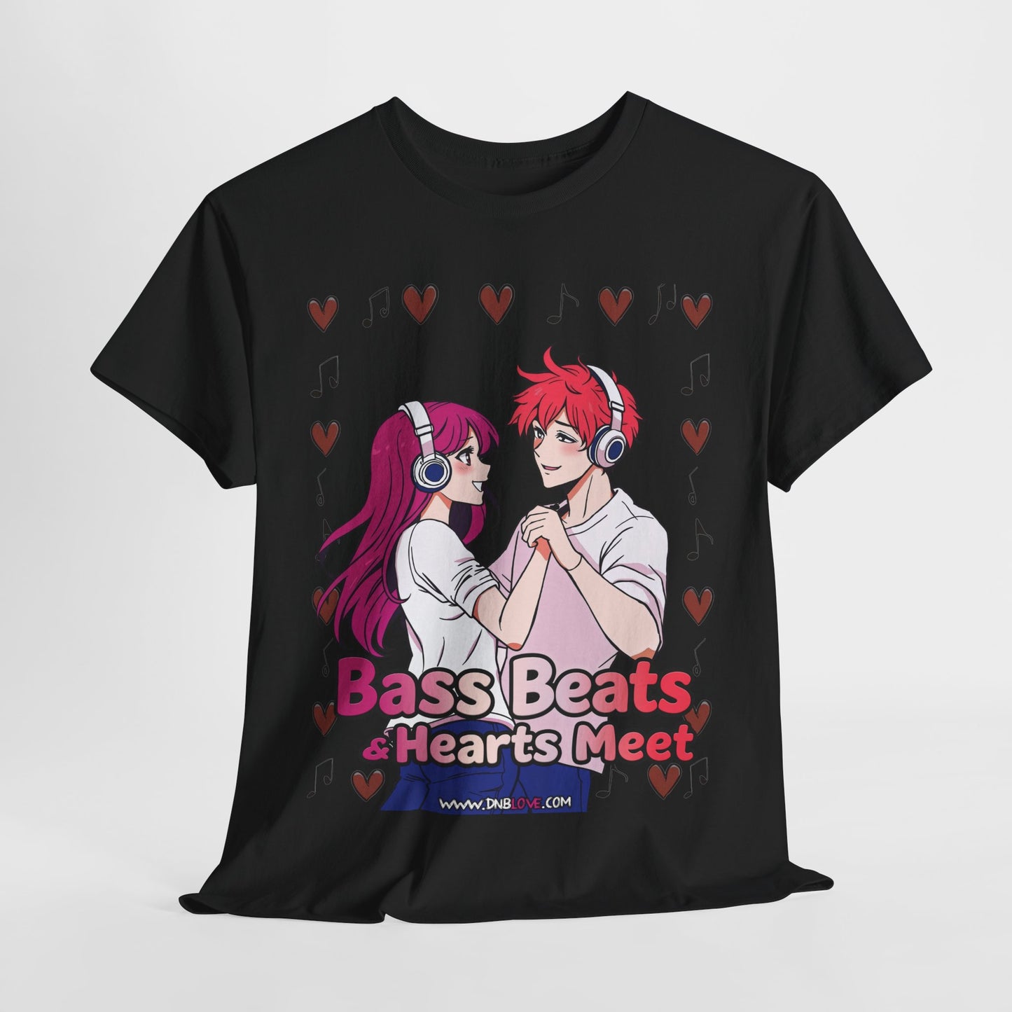 Bass Beats & Hearts Meet Anime Drum & Bass Unisex Tee #2